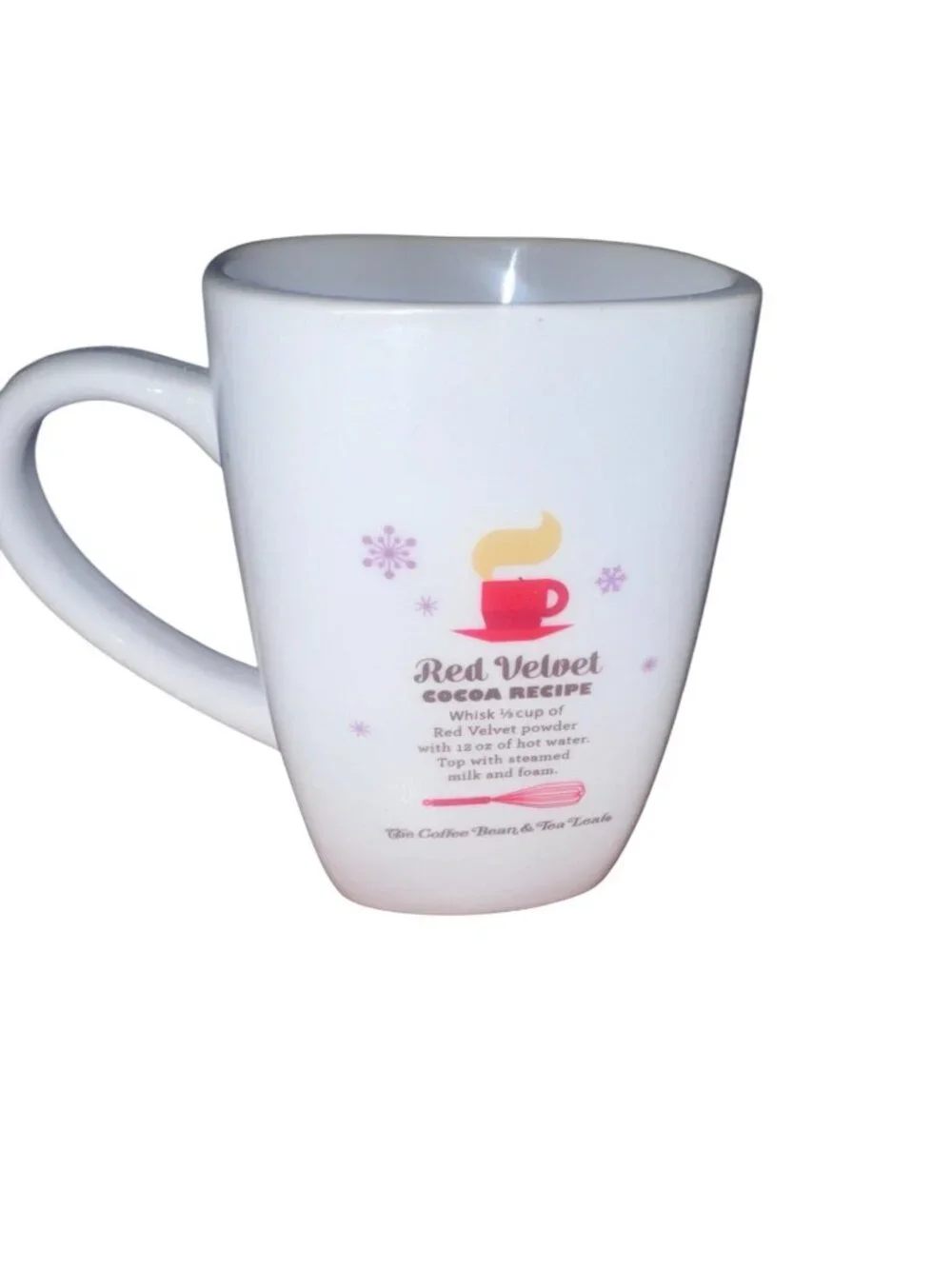 The Coffee Bean & Tea Leaf Red Velvet Recipe Ceramic Mug 2014 Snowflake Design 1